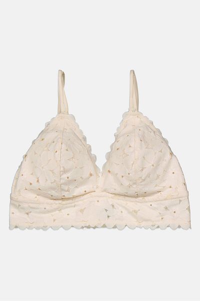 Etam Women Padded Lace Bra, Off White