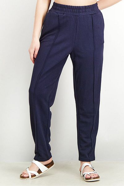 Tchibo Women Regular Fit Textured Stretchable Pants, Navy