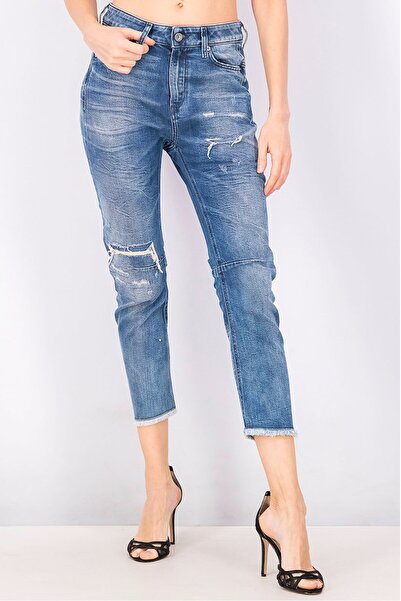 Diesel Women Regular Fit Rip And Repair Stretchable Jeans, Wash Blue
