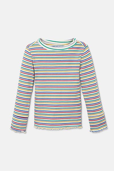Tchibo Kid Girls Striped Ribbed Structure Sweater, White Combo