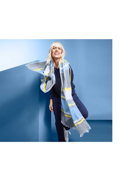 Tchibo Women Woven Scarf, Blue Combo