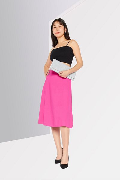 Michael Kors Women Eco Bold Logo Metallic Flare Skirts, Cerise