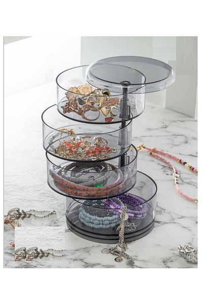MarDyHome 4-Tier Make-up and Accessory Organizer - Transparent (Dark)
