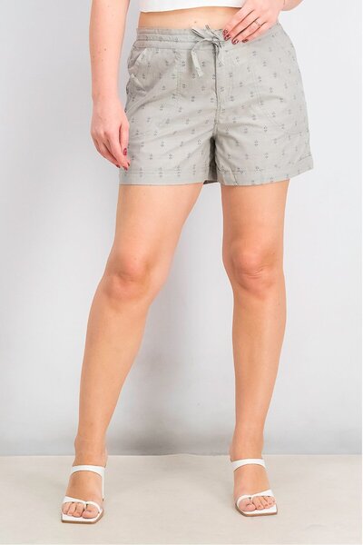 Mountain And Isles شورت نسائي أساسي مطبوع برباط، زعتر