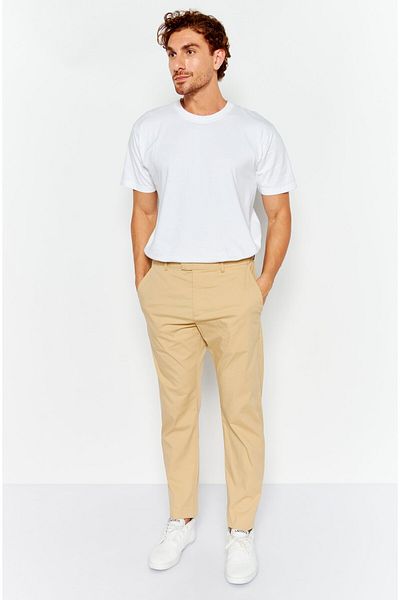 Esprit Men Slim Fit Stretchable Solid Chino Pants, Beige