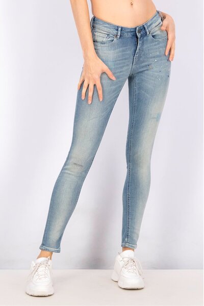 Scotch & Soda Kadın سكيني فيت Yıkama Mavi Esnek Kaburga Pantolon, Mavi