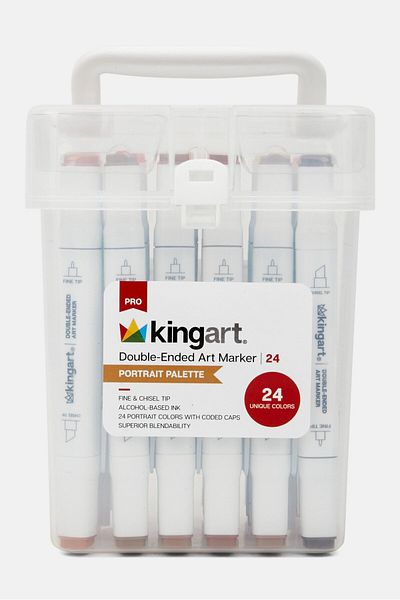 Kingart 24 Pieces Double Ended Art Marker Portrait Palette, White Combo