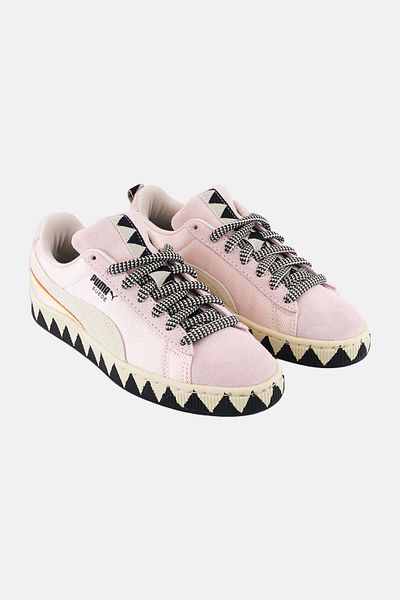 Puma x Lemlem Women's suede lace-up outdoor shoes, frosted pink