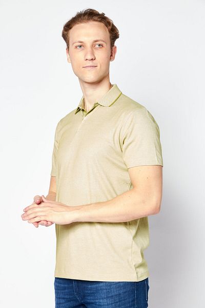 Selected Homme Erkek Regular Fit Düz Kısa Kollu Polo Gömlek, Açık Yeşil