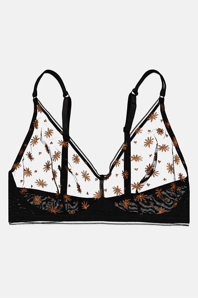 Etam Women Non Padded Embroidered Bra, Black Combo