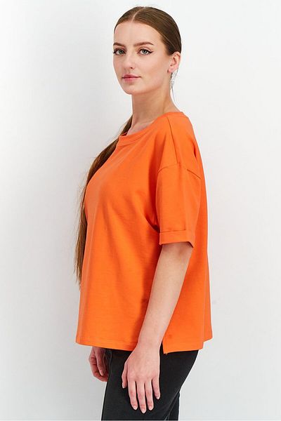 Tchibo Women Crew Neck Short Sleeve Sleepwear Top, Orange