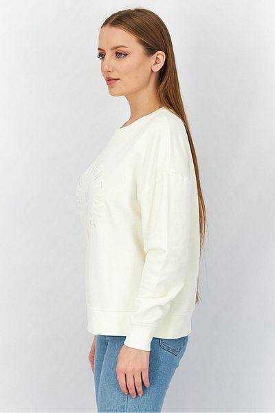 Tchibo Women Crew Neck Long Sleeve Embroidered Sweatshirt, White