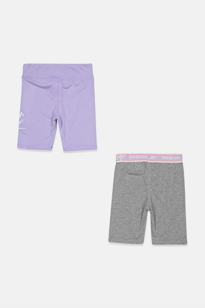 Reebok Kids Girl Sportswear Fit Brand Logo Pull On Shorts, Lavender