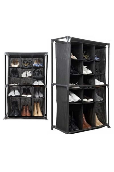 K&A Shoe Rack - 15 Compartment Fabric Shoe Cabinet