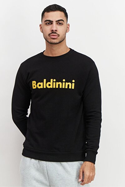Baldinini Men Crew Neck Brand Logo Print Long Sleeves Sweatshirt, Black and Y...