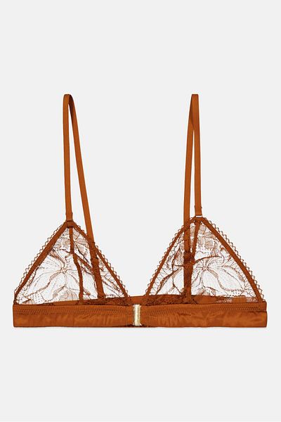 Etam Women Non Padded Lace Bra, Brown
