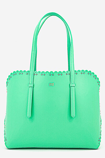 Cavalli Class Women Leolace Shopping Bag 28.5 H x 33 L x 16 W, Mint