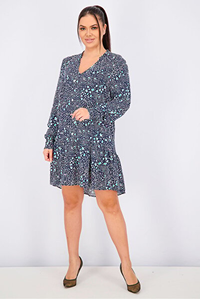 Tchibo Women Allover Print Min i Dress, Navy Combo