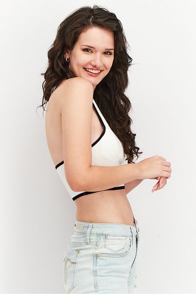 NA-KD Women Halter Neck Sleeveless Textured Top, White