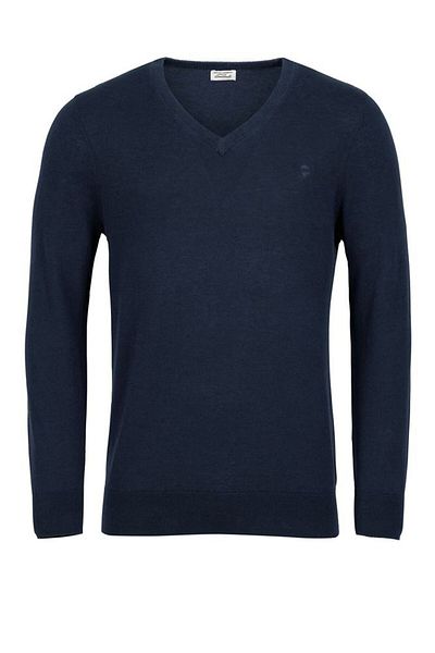 Tchibo Men V-neck Plain Long Sleeves Sweatshirt, Navy Blue