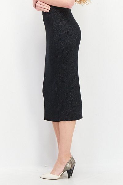 Esprit Women Metallic Knitted Midi Skirt, Black