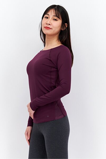 Triumph Women Plain Long Sleeve Sleepwear Top, Burgundy
