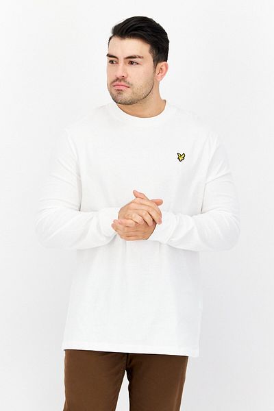 Lyle & Scott Men Crew Neck Long Sleeve Embroidered Logo Sweatshirt, White