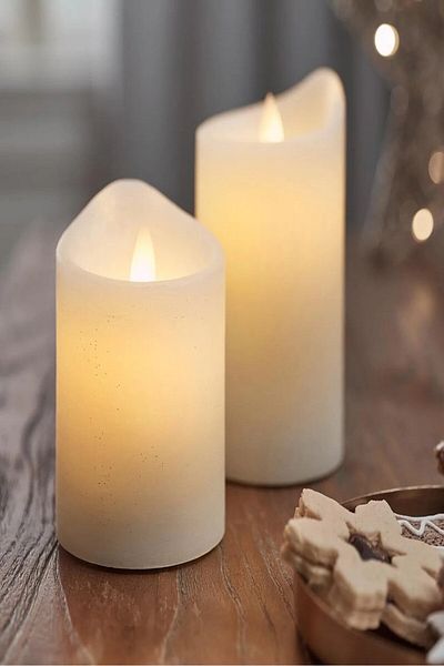 Tchibo 2 Piece Led Real Wax Candles, White