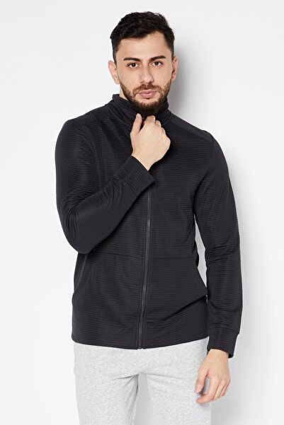 Tchibo Men High Neck Long Sleeve Solid Sweatshirt, Charcoal