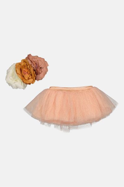 Bebe Toddlers Girl 2 Piece Tutu And Head Wrap Set, Peach