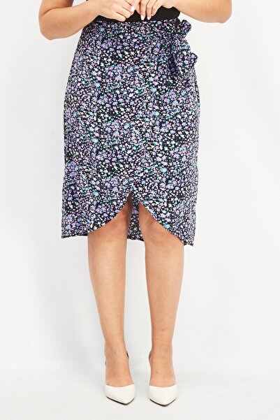 Sinsay Women Allover Print Midi Skirt, Purple Combo