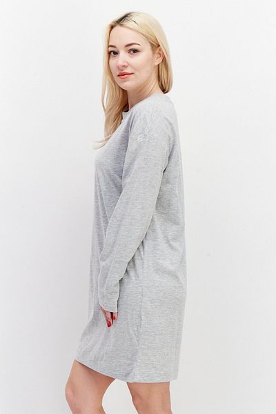 Brave Soul Women Crew Neck Long Sleeves Solid Mini Dress, Grey