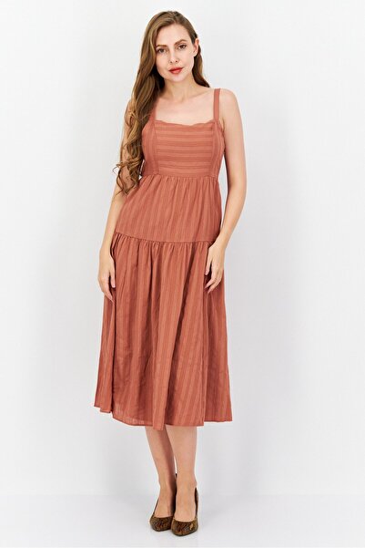 Gentle Fawn Women Textured Sleeveless Midi Dress, Rust
