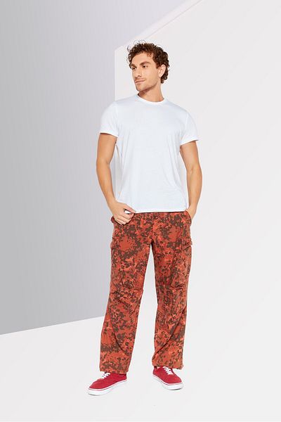 Diesel Men Regular Fit Camouflage Cargo Pants, Rust Combo