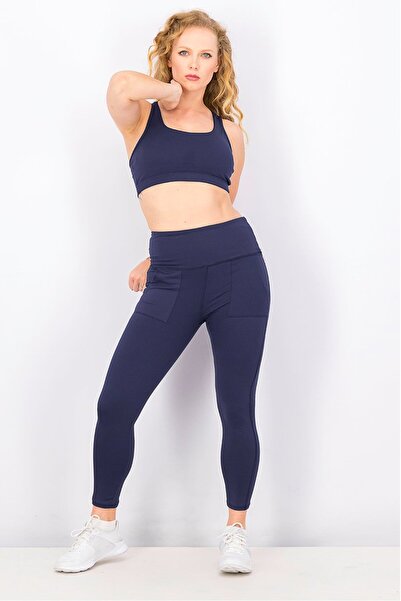Catherine Malandrino Women Solid Padded Sports Bra and Pull On Training Leggi...