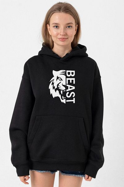 Tshirthane Mr Beast Half Face Black Women's 3ip Hoodie