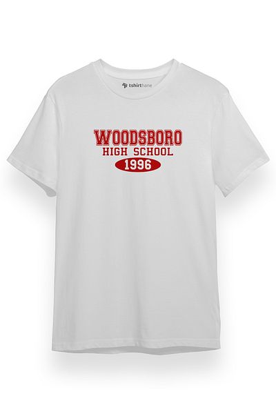 Tshirthane Scream Woodsboro High School 1996 Λευκό κοντομάνικο ανδρικό μπλουζάκι
