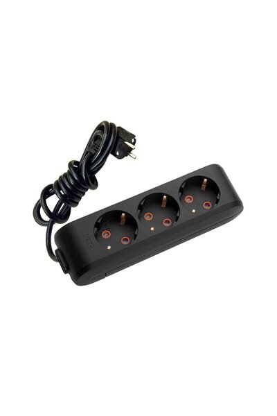 VİKO Viko Siyah 2 Metre Topraklı Kablolu Multi-let Üçlü Priz (VK-90133302)