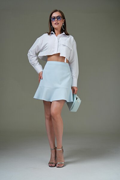 Saade Mini-fustă albastră cu volan