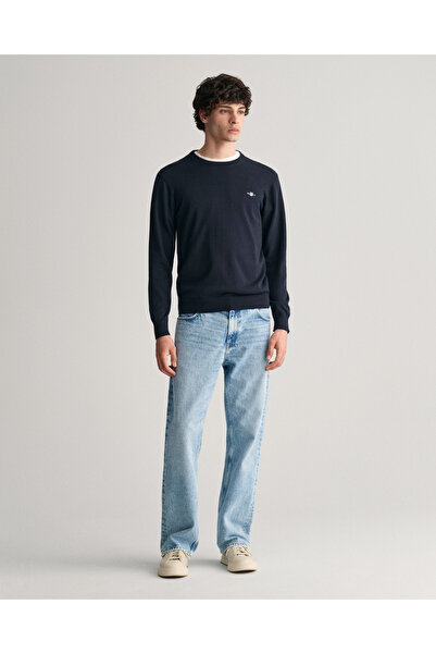 Gant Erkek Lacivert Regular Fit Bisiklet Yaka Kazak