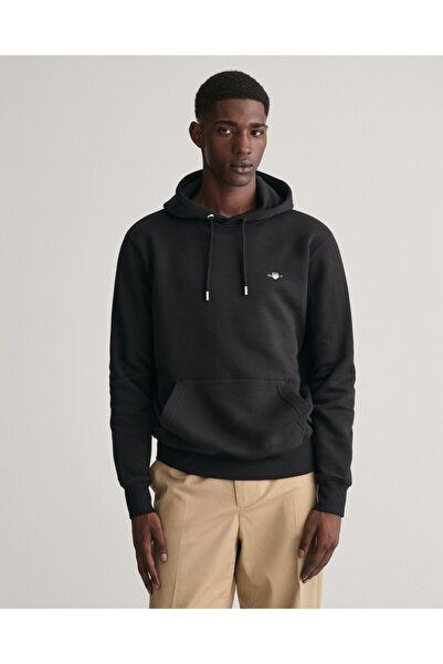 Gant Men's Black Regular Fit Hooded Sweatshirt