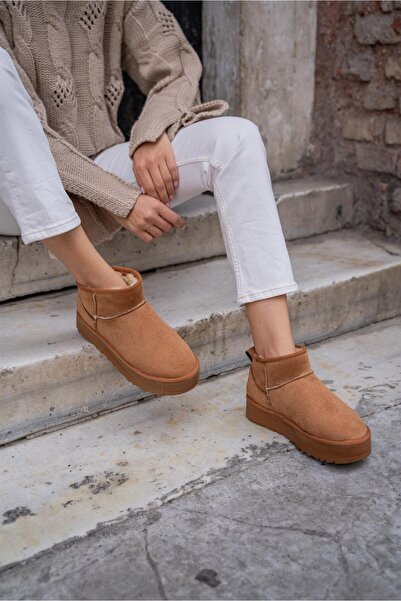 Madamra Жіночі міні-черевики з замші з хутряною підкладкою та високою підошвою