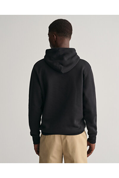 Gant Men's Black Regular Fit Hooded Sweatshirt
