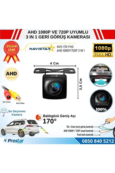Navistar Balıkgözü AHD 1080P ve 720P Çevirilebilir 170 Derece Geniş Açılı Geri Görüş Kamerası