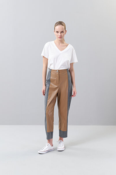 Roman Yanları Ve Paçası Örme Deri Havuç Pantolon Standart Renk K2522013_089