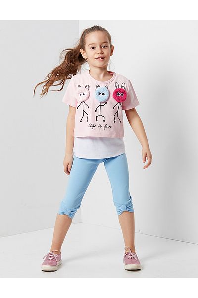 Denokids Life Is Fun T-Shirt-Strumpfhosen-Set für Mädchen