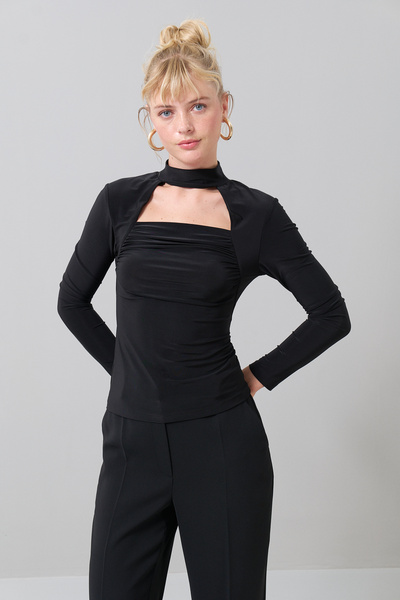 Roman Drapeli Bluz Siyah K2523005_001