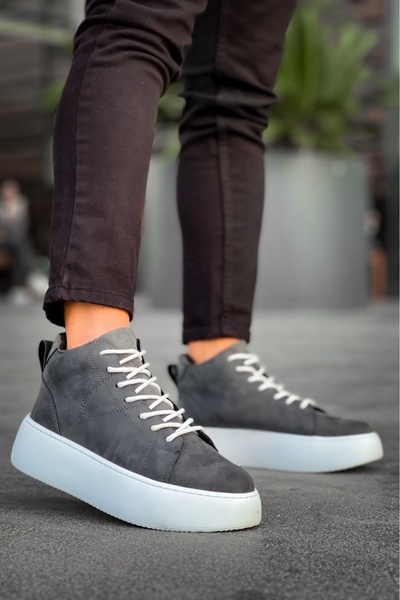 BOA LE10 Чоловічі спортивні черевики - на шнурівці, висока біла підошва, антрацит