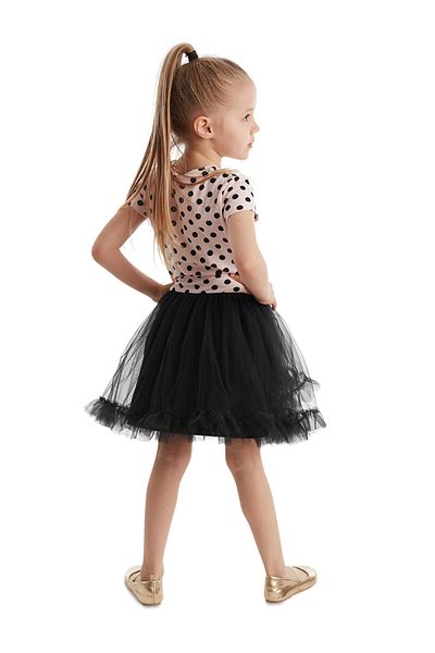 Denokids Mädchen Kinder Schwarzes Kleid Tüll Tutu Kleid Abendkleid Polka Dot Kleid