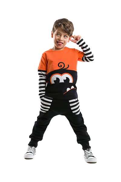 Denokids Gestreiftes Trainingsanzug-Set mit Geldbörse für Jungen